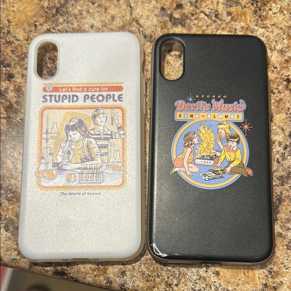 IPhone XS Retro Graphic Phone Case Set - Black and White